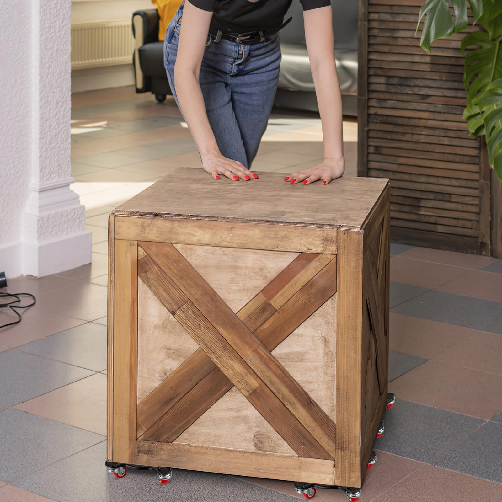 Juego de 4 ruedas para muebles + 1 palanca, giratorio de 360 grados, 1500 kg, el innovador elevador de muebles para muebles pesados