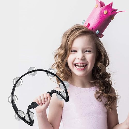 Miniatura 6 de EastRock Pandereta de metal Jingles de mano de percusión de media luna y coctelera de huevos para niños, adultos, KTV, fiesta, negro Halfmoon-1-NEGRO