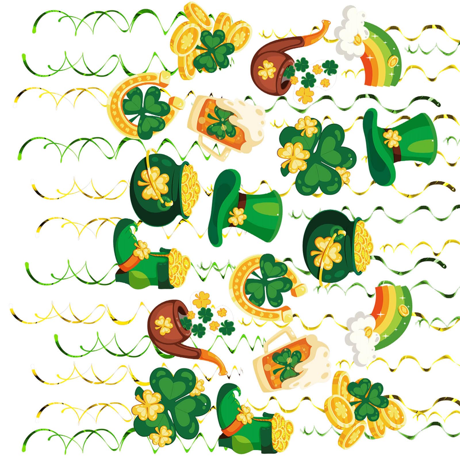 Piceioep Sturdy Paper PVC Spirals Hanging Decors for Patrick ' s Celebration Easy Install Bright Color Holiday Patrick ' s Day Decors