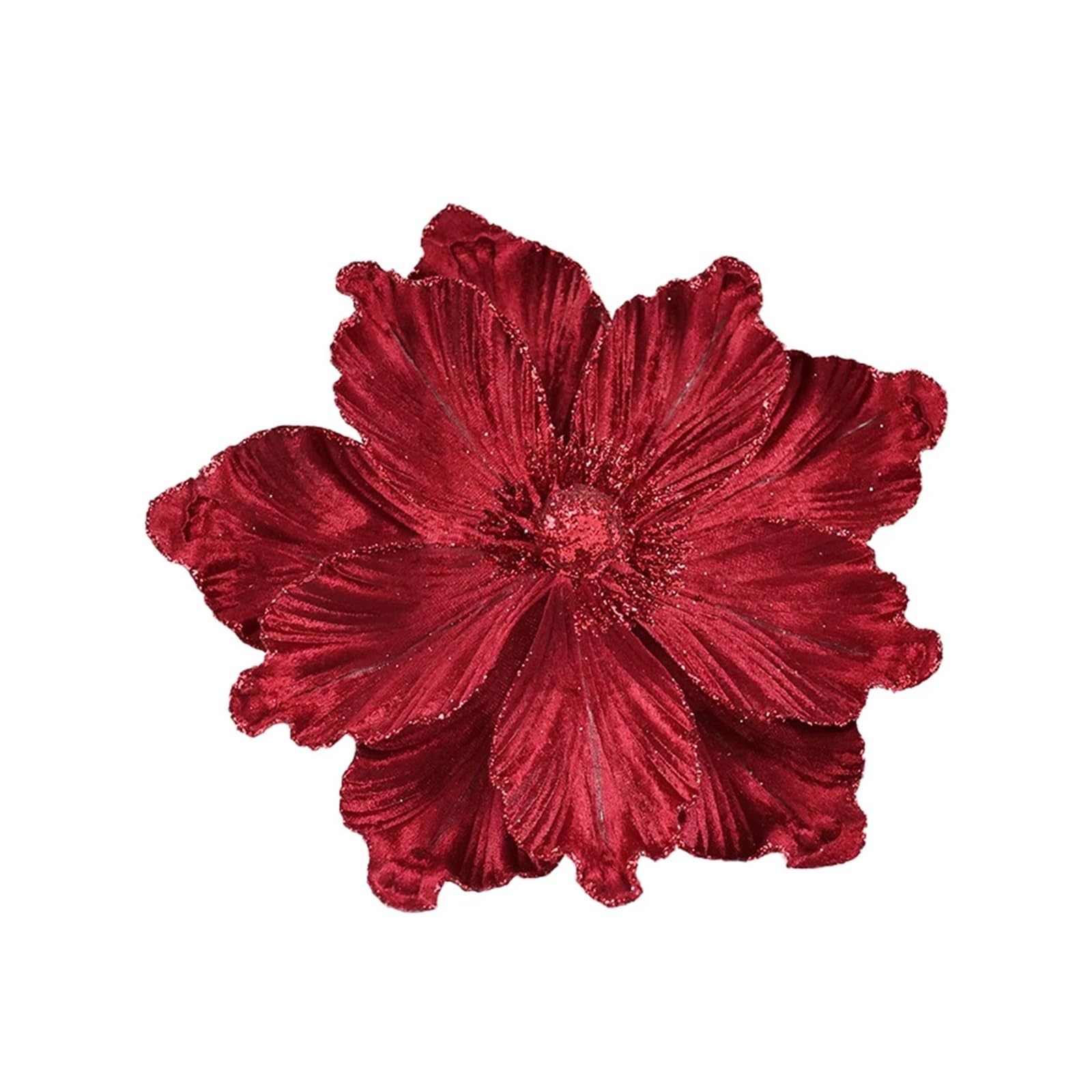 CVEVSFG Glitter Flower Artificial Flowers Head For Xmas Tree Pendant Party Home Decor Fake Garland Ornaments(Red)