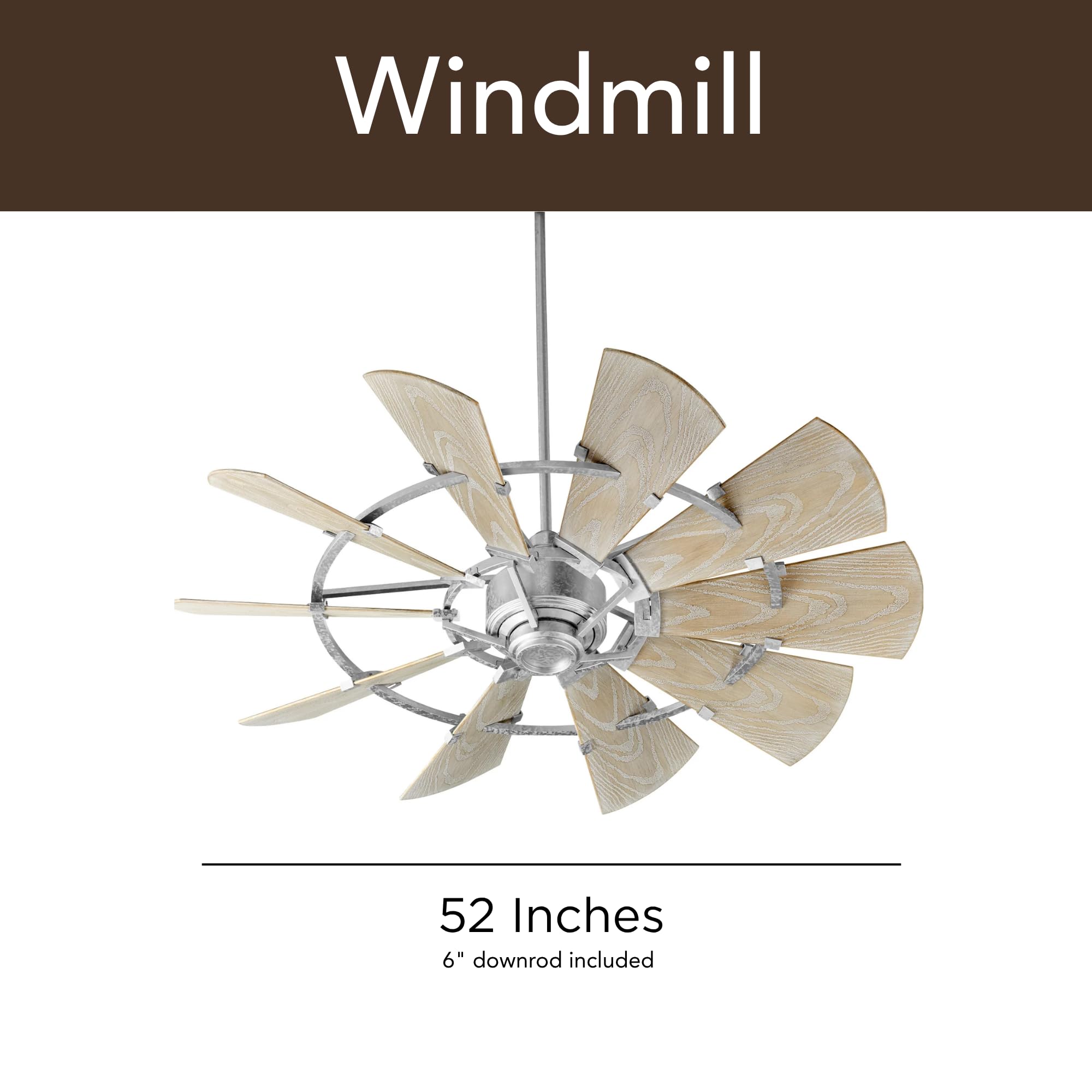 Quorum 95210-9 Windmill 52 Inch Ceiling Fan | 10 Blade Wagon Wheel
