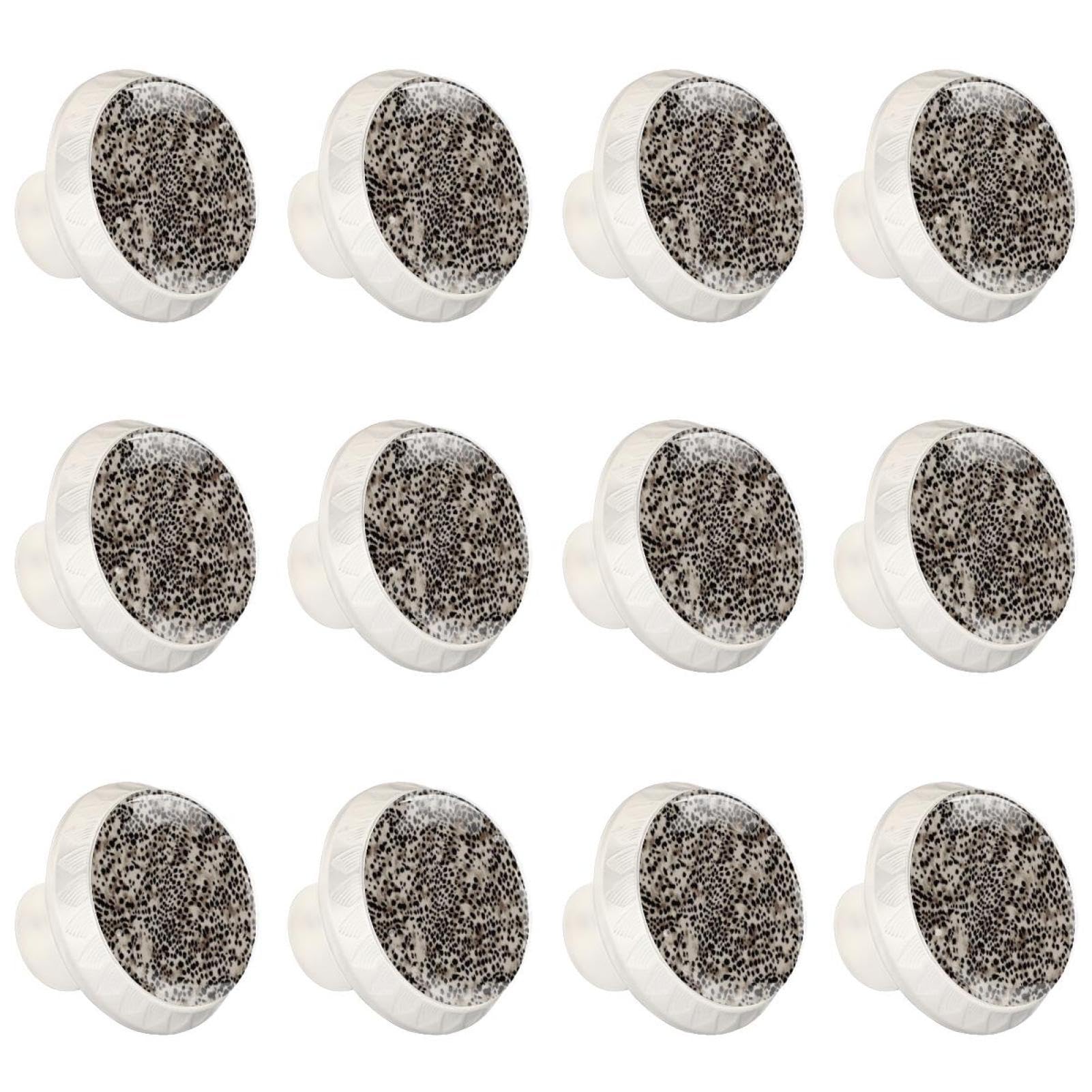 Boutons de meuble en verre de qualité avec motif léopard haut de gamme x12