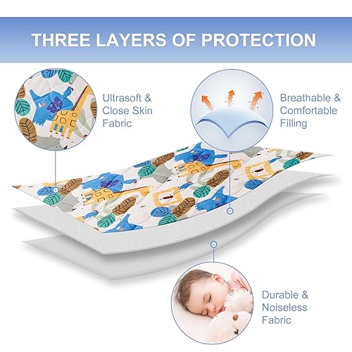 Miniatura 4 de TILLYOU Pack and Play Sheet - Funda acolchada suave para cuna, protector de colchón para niños pequeños con bolsillo profundo de 1 a 3 pulgadas,