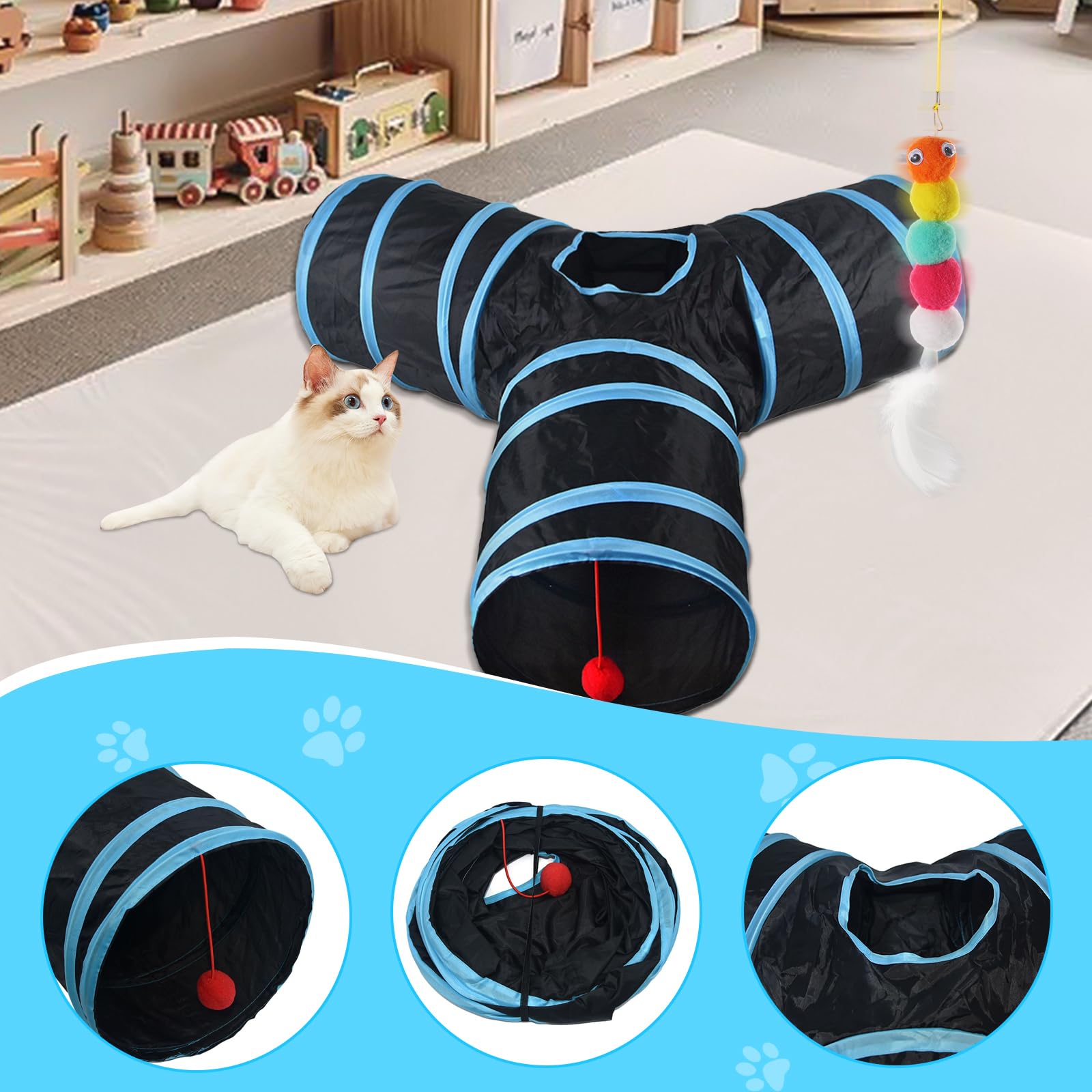Juguetes para Gatos, 38 Piezas Set, Palo de Gato Divertido, Ratones, Hierba Gatera, Peces, Tumbler, Bolas y Campanas