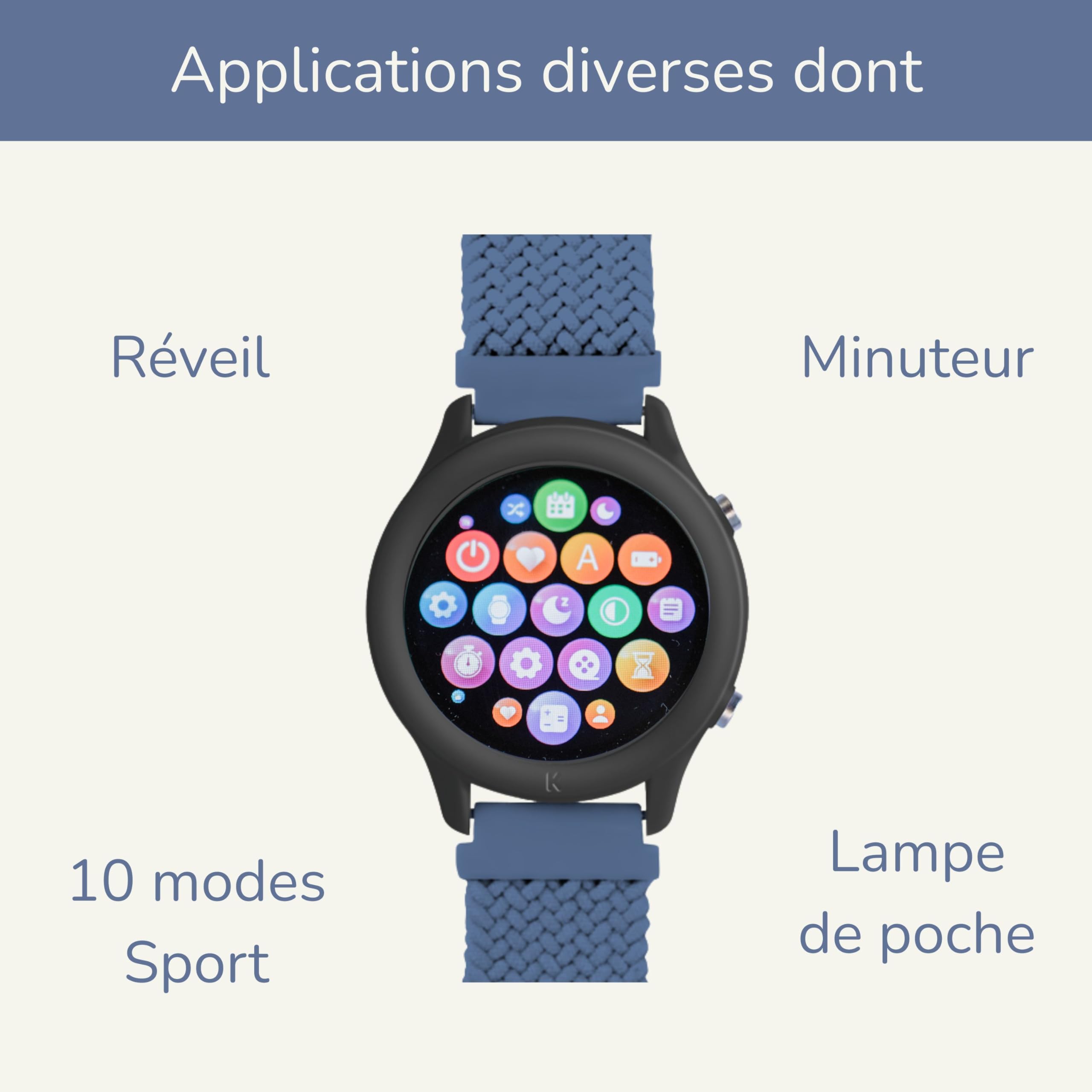 KIDYWOLF - K-Watch Bleue - Montre Interactive Enfant dès 8 Ans - Ta première Montre Numérique avec Écran OLED & Lampe LED