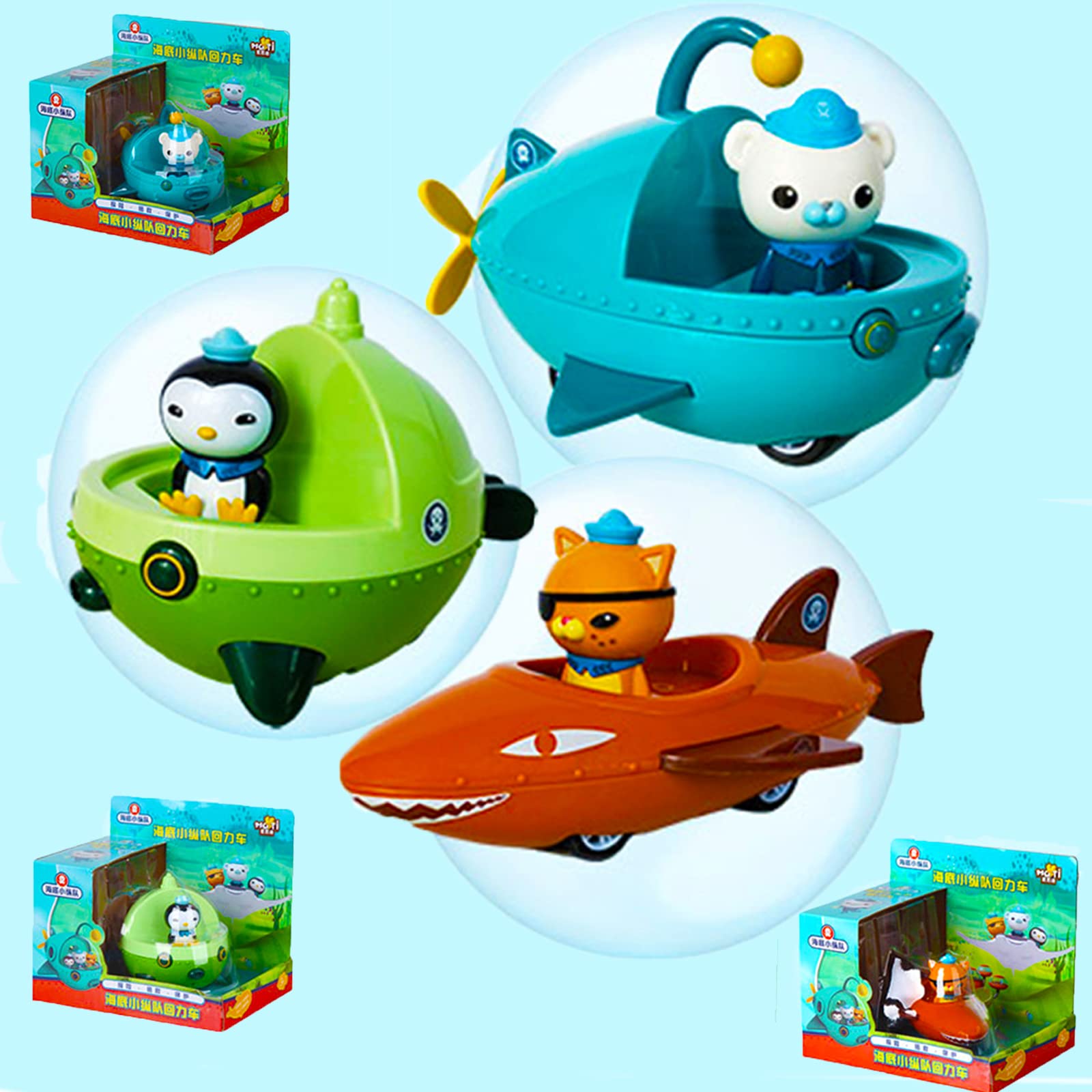 Crasoldiers Compatible with Octonauts GUP Toy 3Pcs GUP Vehicle Rescue Ship Octopod Castle Pull Back 
