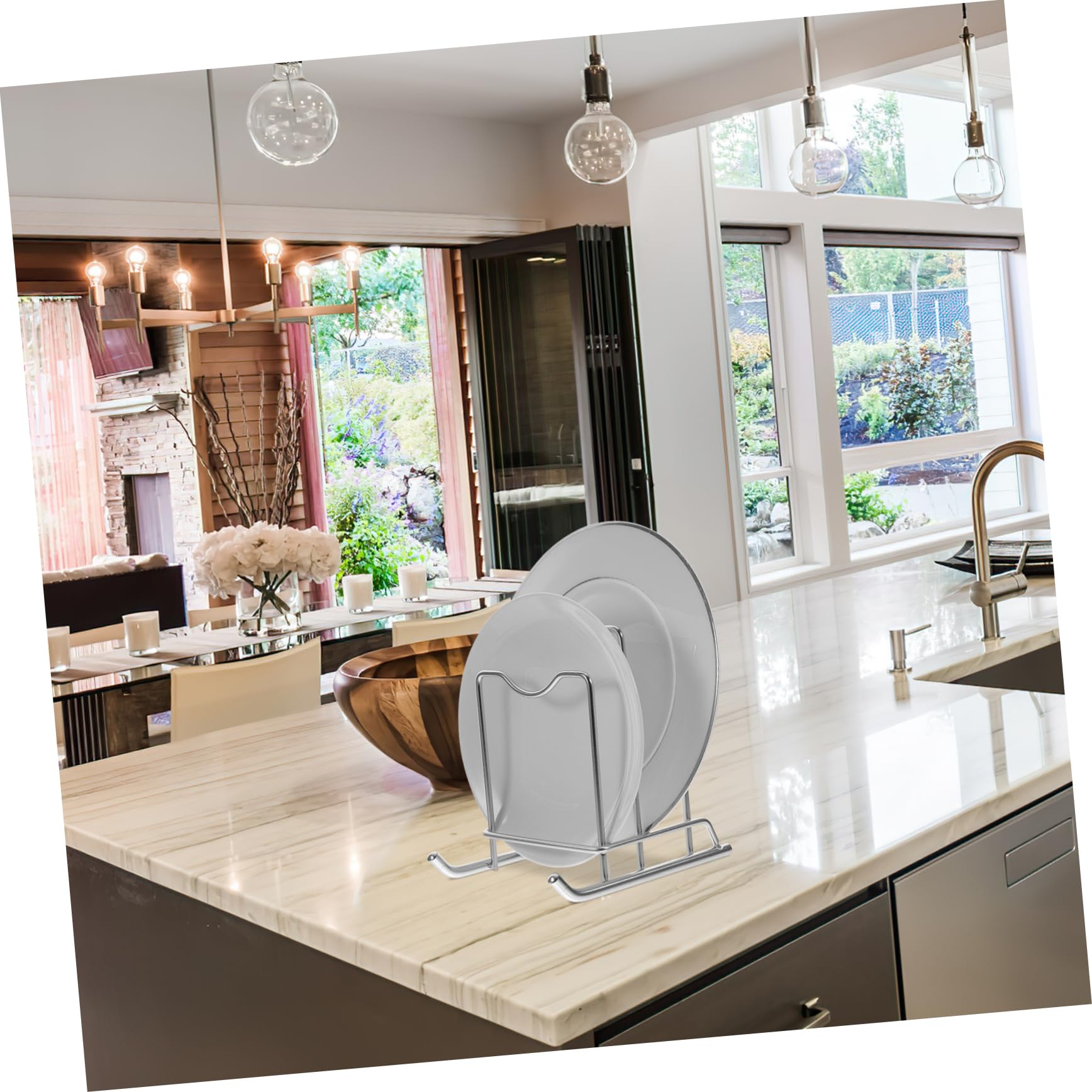 Organizzatore Cucina 2 in 1 per Coperchi e Taglieri Base Antiscivolo in Acciaio Design Semplice