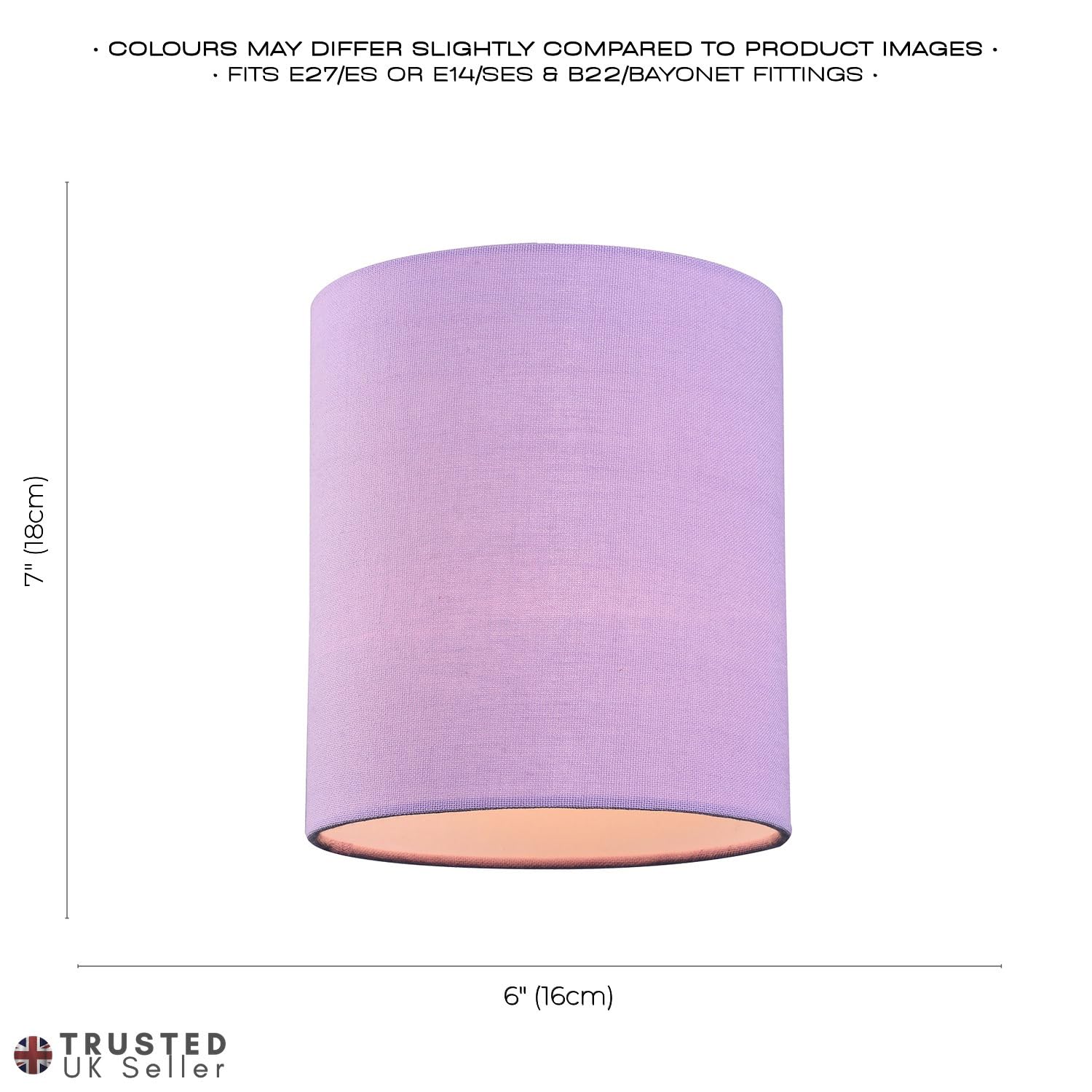 Contemporary and Elegant Soft Lilac Linen Fabric Cylinder Lamp Shade for Wall Ceiling or Table - 18cm High 40w Maximum Suitable for The Home or Business by Happy Homewares — view 6