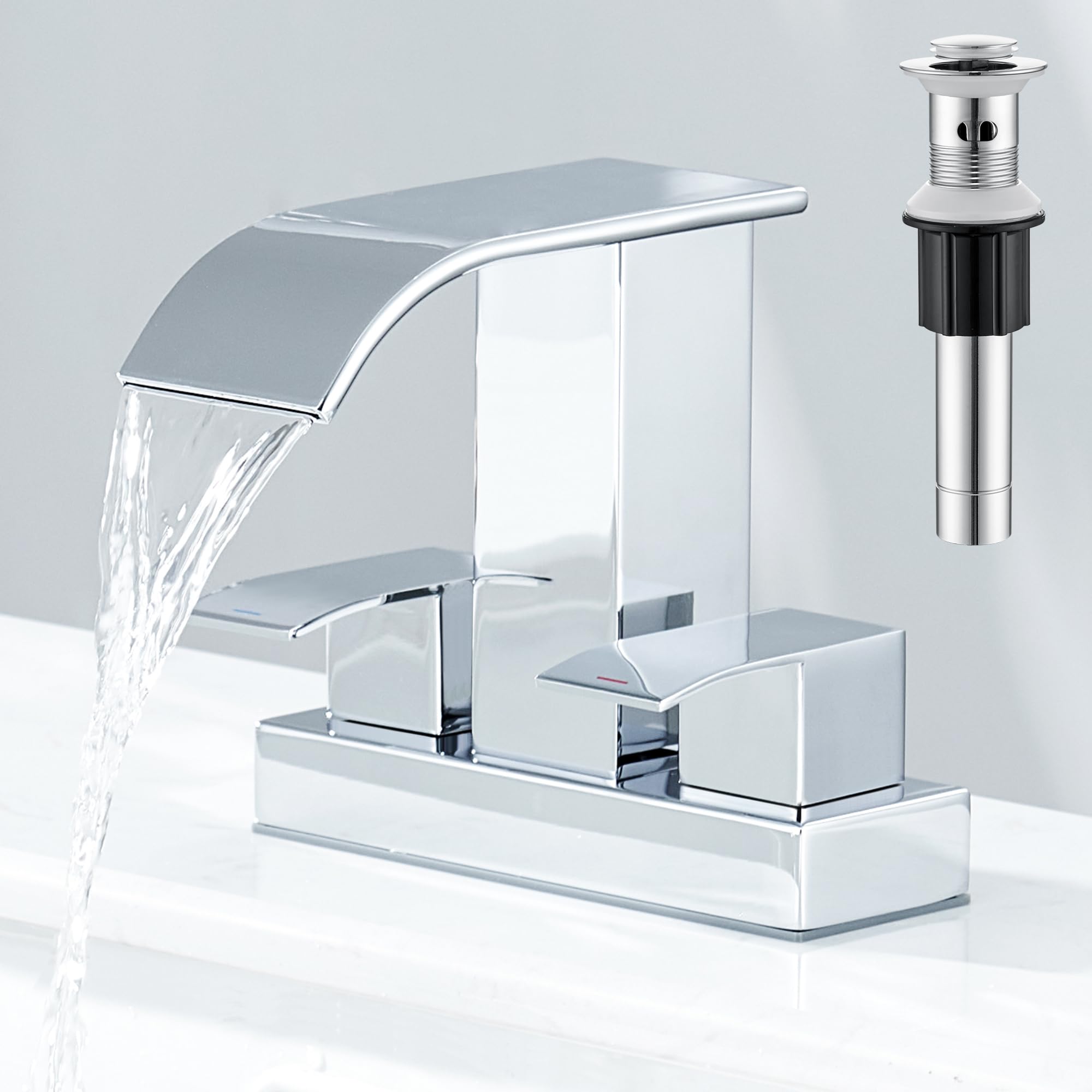 Set di 2 teste di ricambio cromate per rubinetti per lavabo, vasca da