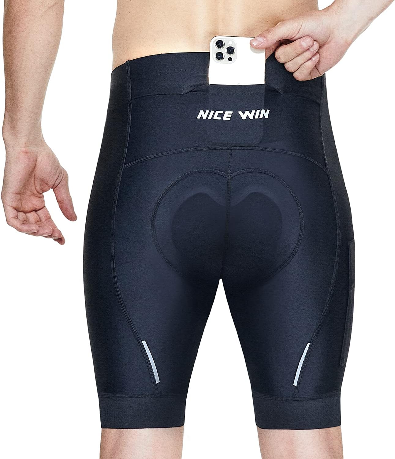 Men's Cycling Shorts Anti-Slip Leg 4D Padded Bike Shorts with 3-Pockets Breathable Biking Bicycle Motorcycle Half-Pants - Image 2