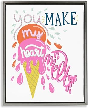 Ice Cream Heart Melt Summer Treat, 17 x 21 Inch Canvas in Floater Frame
