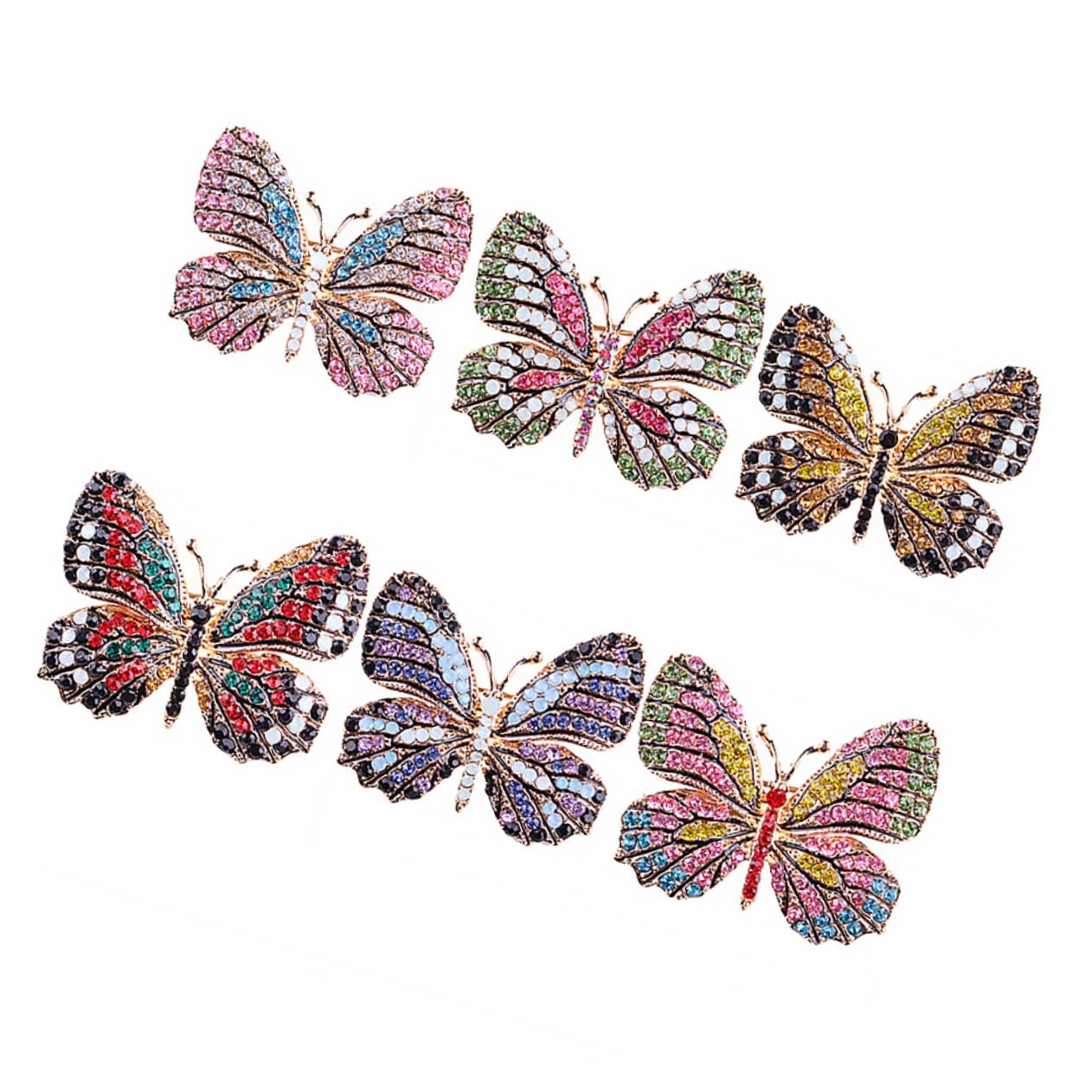 VALICLUD Vergoldete Schmetterlings-tierbrosche Damenschmuck Trachtenbrosche Rhinestone Kleidung Zubehör Korsage Kragen Hübsche Brosche Bunte Mädchendekoration Legierung