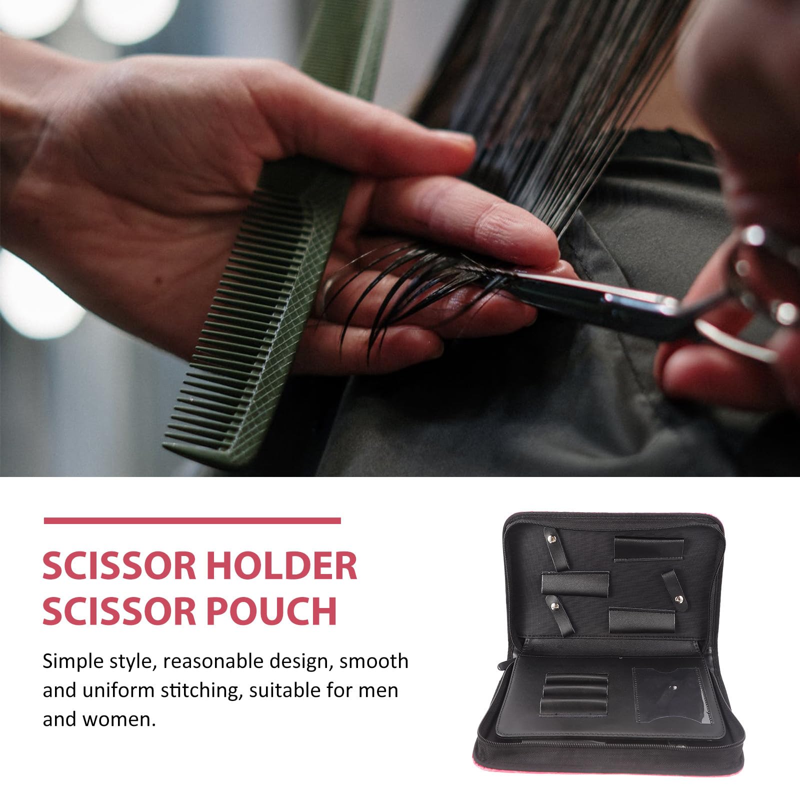 VILLCASE Friseurscherentasche aus Pu Leder Organizer für Haarstyling Werkzeuge mit Sicherheitsschutz für Salon und Barbershop Praktische Aufbewahrungstasche für Scheren