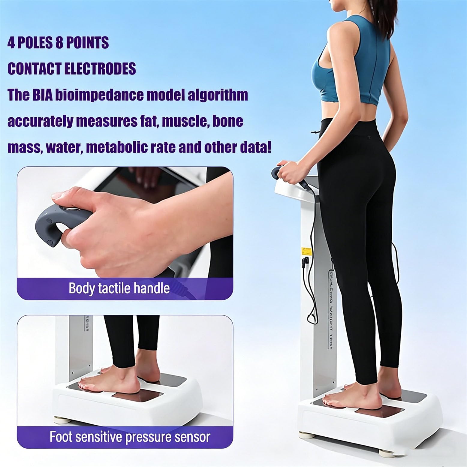 Analizzatore di Composizione corporea Commerciale per Palestra e casa, analizzatore per la Salute del Corpo, impedenza bioelettrica, Stampa Wireless Black