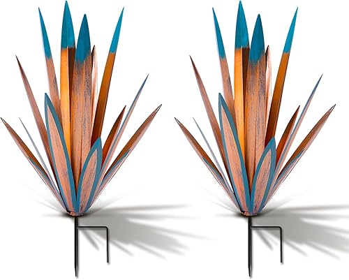 Miniatura 15 de Homight Escultura de agave grande de metal rústico, planta de agave para decoración de interiores al aire libre, decoración de césped al aire libre