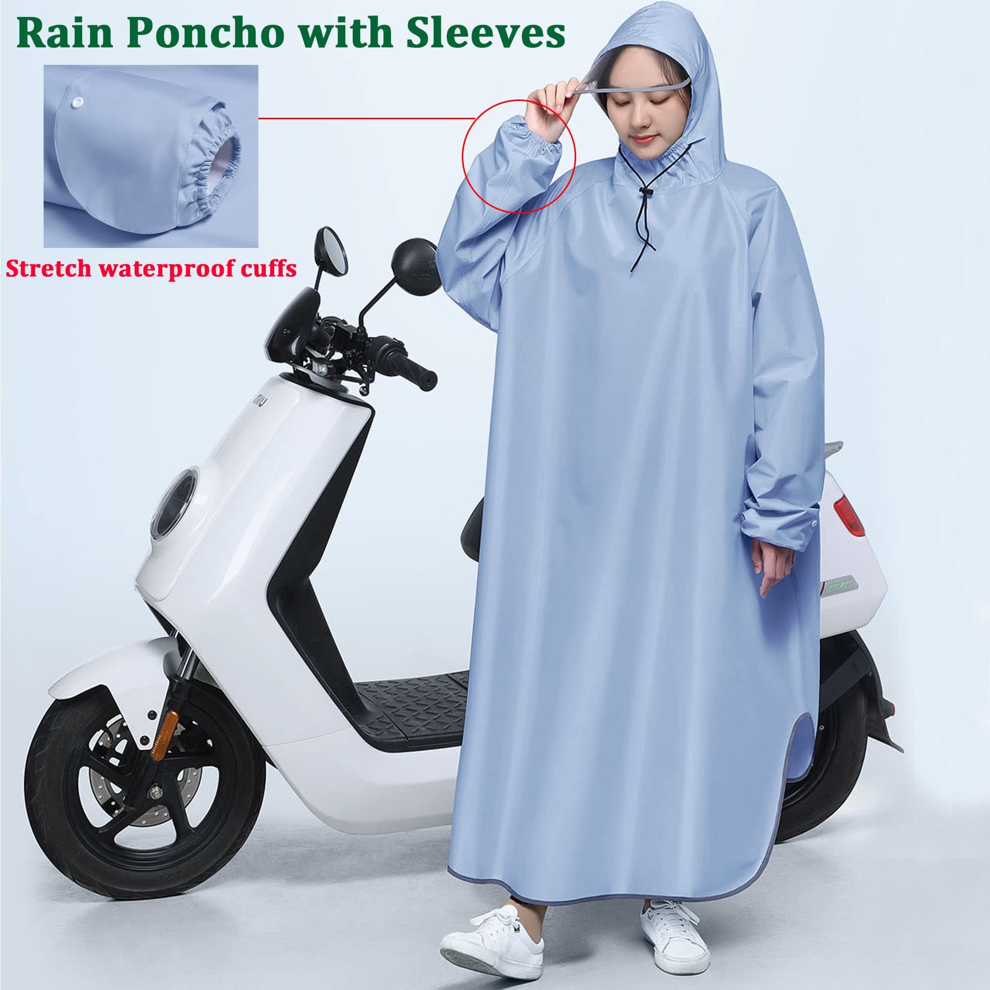 Poncho de Pluie à Capuche Léger avec Bord, Poncho Imperméable à Manches Longues pour Hommes Femmes Adultes Moto, Scooter de Mobilité, Cyclisme, Randonnée (Color : Rouge, Size : 4XL)