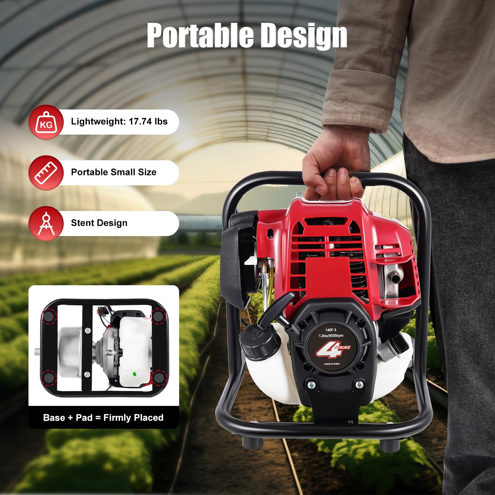 Pompa dell'acqua a 4 tempi 38 CC a benzina da giardino pompa acqua sporca 1 pollice pompa per laghetto pompa per irrigazione motore a benzina per irrigazione, trasporto dell'acqua 1,2 kW,