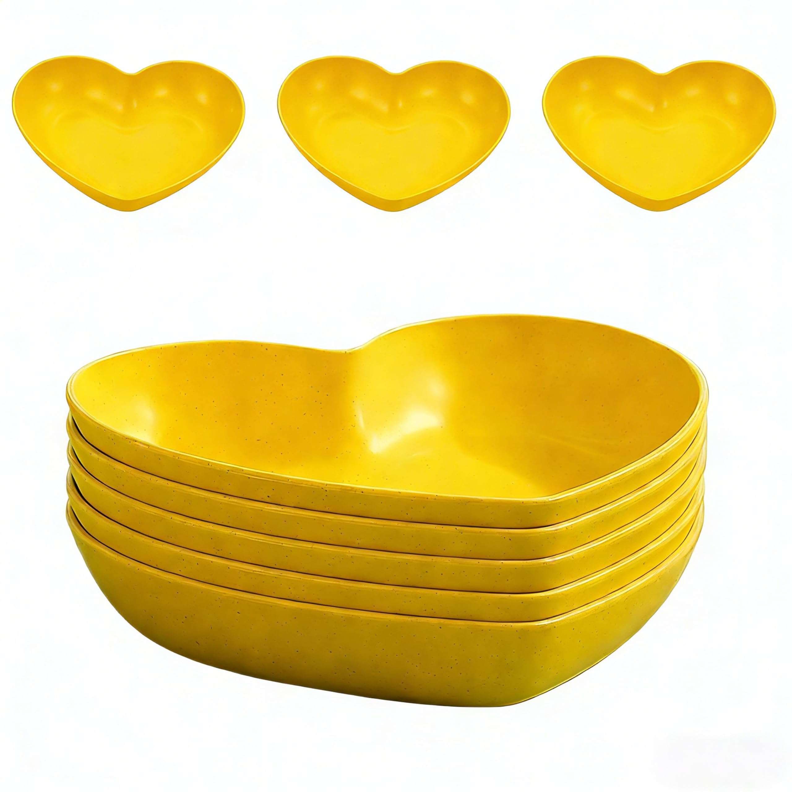 Yellow Heart Nibble Bowls 5 Pack Shatterproof Reusable Plastic Dishes