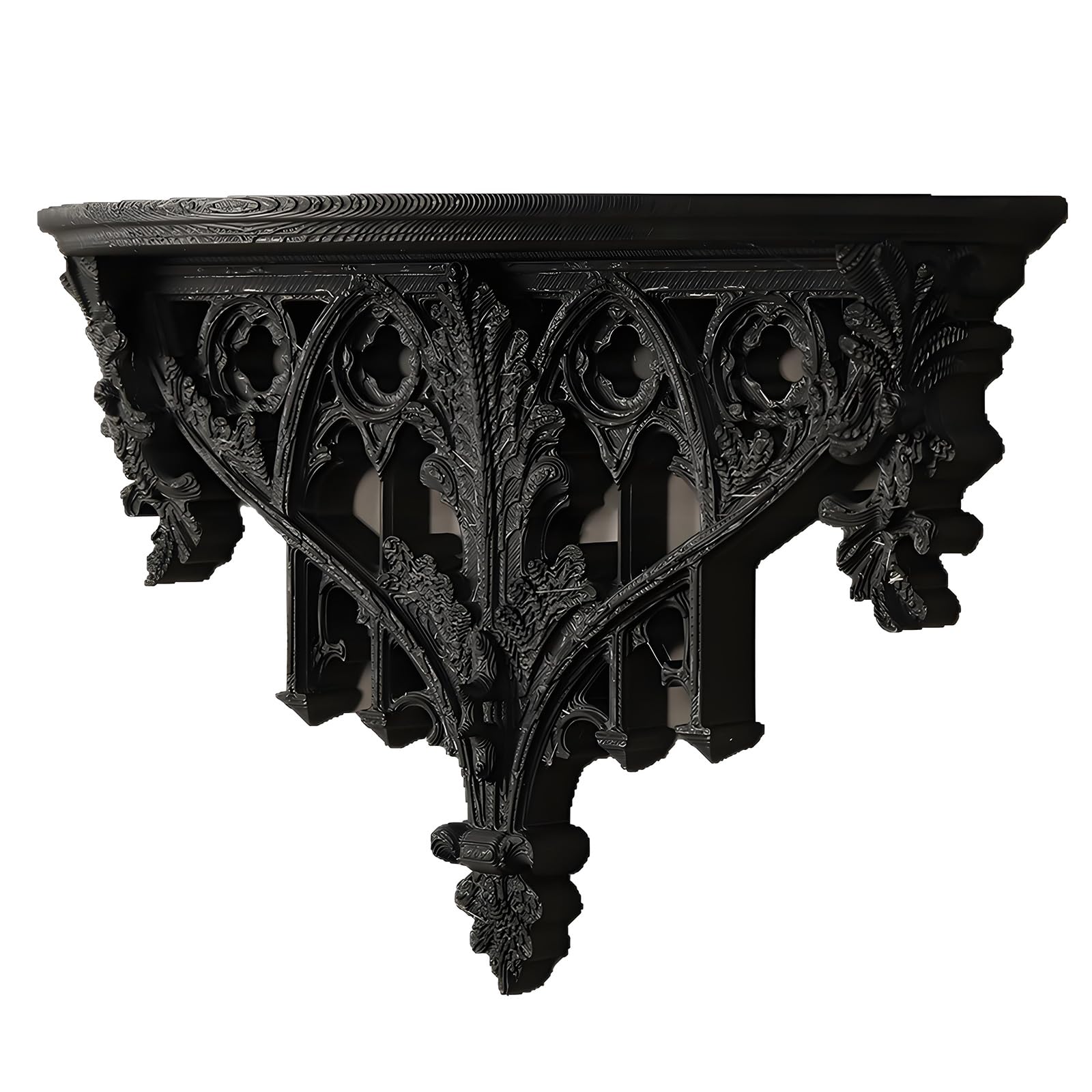 Tsophreniq Decorative Wall Shelf Black Vintage Floral Carving Floating Shelves for Storing Books Plant and Photo Frame Ornate Wall Shelf