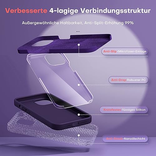 Vista 227 de TOCOL - Funda 5 en 1 para iPhone 11, con 2 protectores de pantalla + 2 protectores de lente de cámara, funda delgada de silicona líquida a prueba