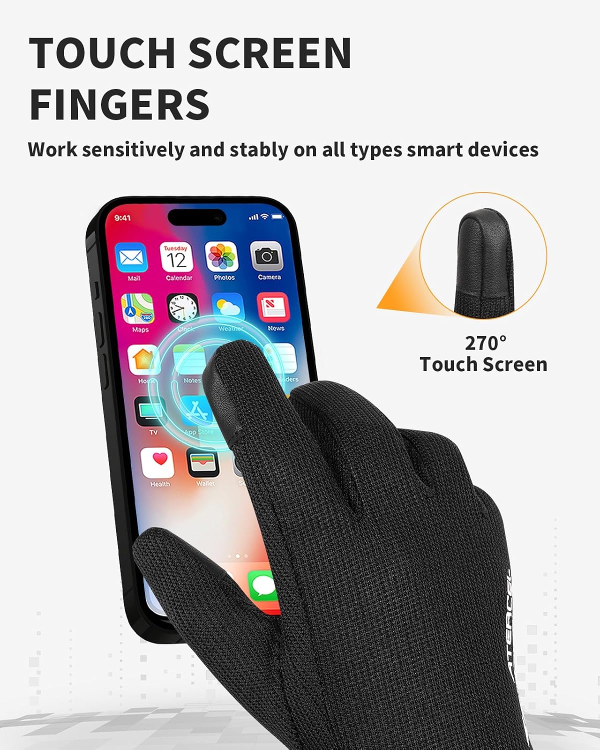 ATERCEL 3M Thinsulate Winter Gloves Men Women, Waterproof Thermal Cold Weather Gloves, Touchscreen Snow SKI Skating Gloves - Image 5