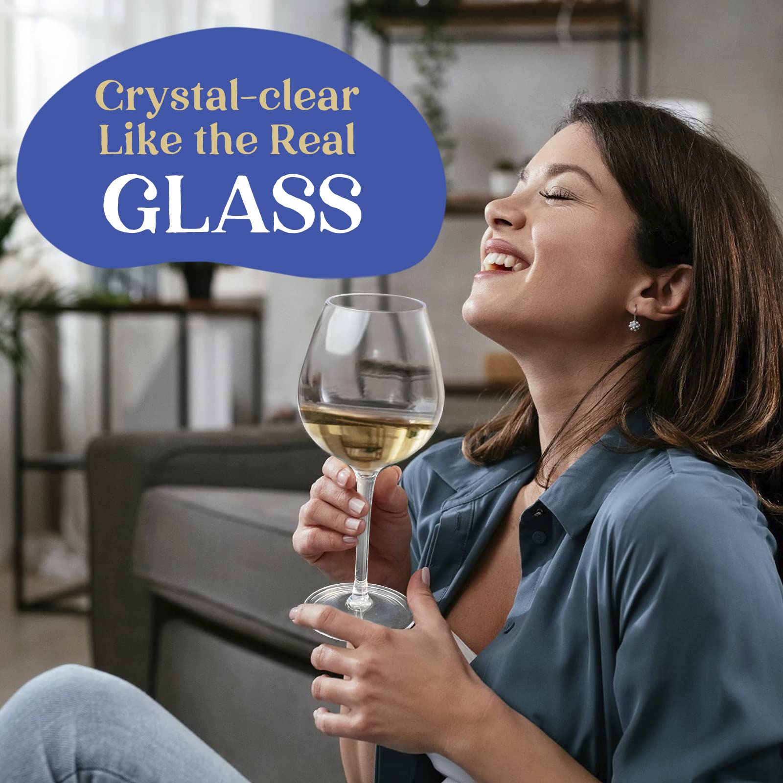 crayline Juego de 6 copas de vino de plástico (15 onzas), copas de vino irrompibles con tallo, 100% Tritan y sin BPA, aptas para lavavajillas, impresionantes para piscina, playa, viajes, piscina