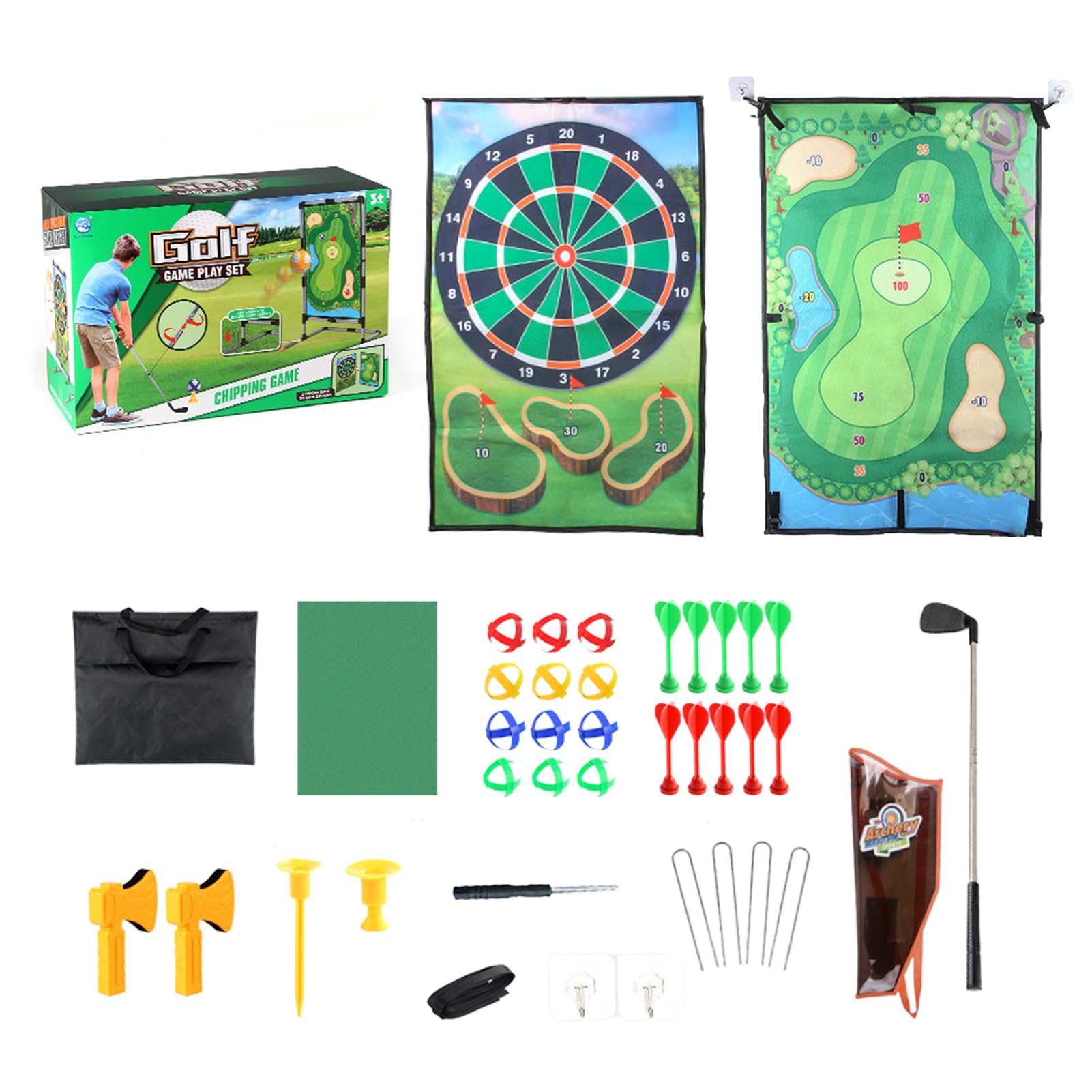 Golf-Dart-Chip-Set, Golfchip-Spielmatte – doppelseitige Chipping-Übungsmatte | Stick Chip Game Trainingsmatte von Grand