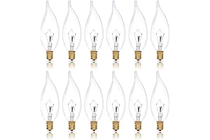 Simba Lighting Candelabra Flame Tip Clear CA10 25w Incandescent Light Bulbs