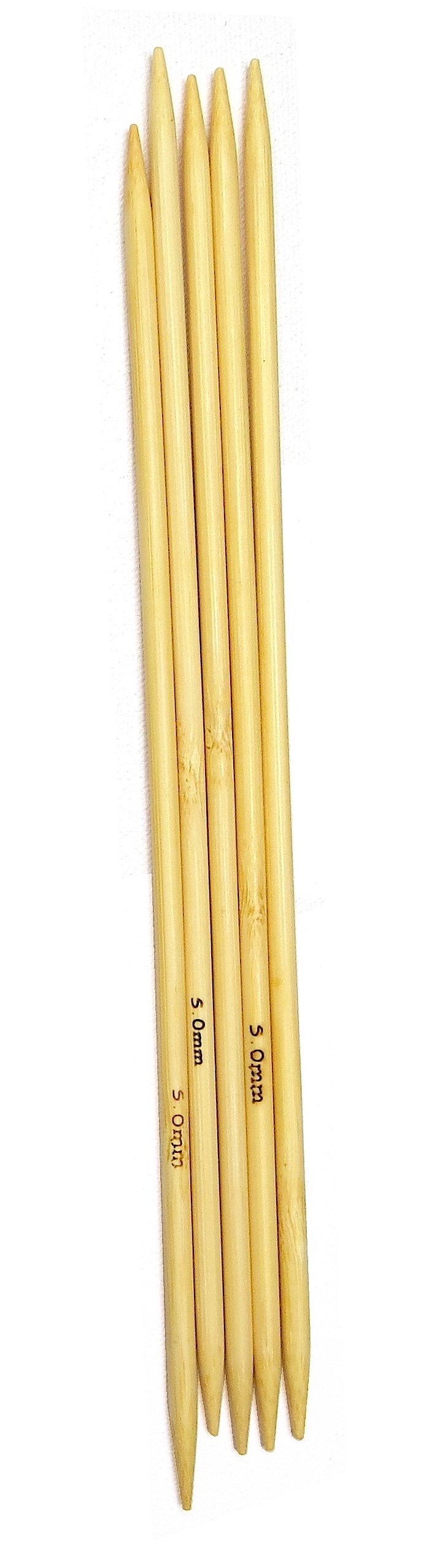 Adf Tm Beige 10'' (25Cm) X 5Mm Double Pointed Bamboo Knitting Needles 5Pcs