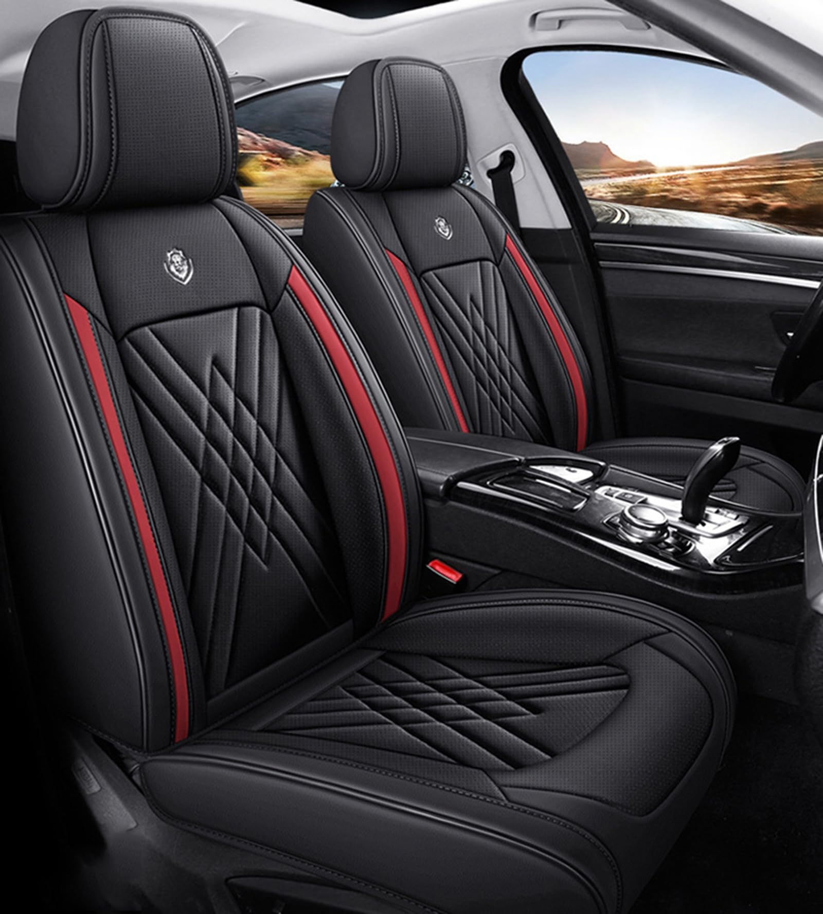 IUYIXWFP Car Seat Covers Full Set,Universal Fit for Most Cars,SUV,Sedans and Pick-up Trucks,Automotive Vehicle Leather Cushion Covers for 5 Passenger Cars,E