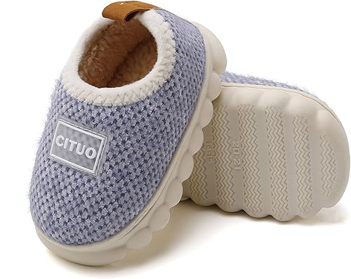 WILLFUN Pantuflas de forro polar unisex para niños y niñas, zapatos cálidos de invierno para interiores y exteriores para niños pequeños
