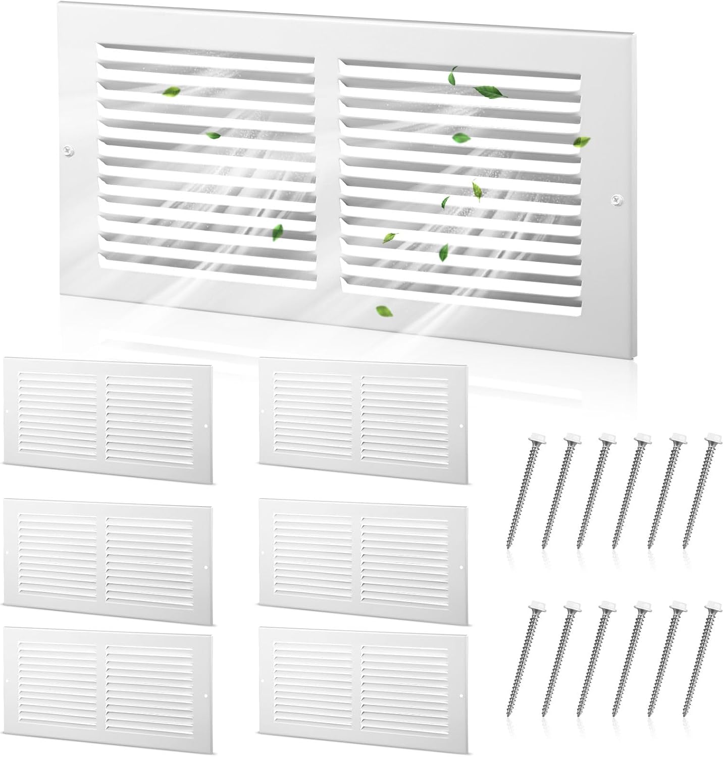 Pelopy 6 Pcs 14 x 6 Steel Return Air Grilles Vent Covers White HVAC