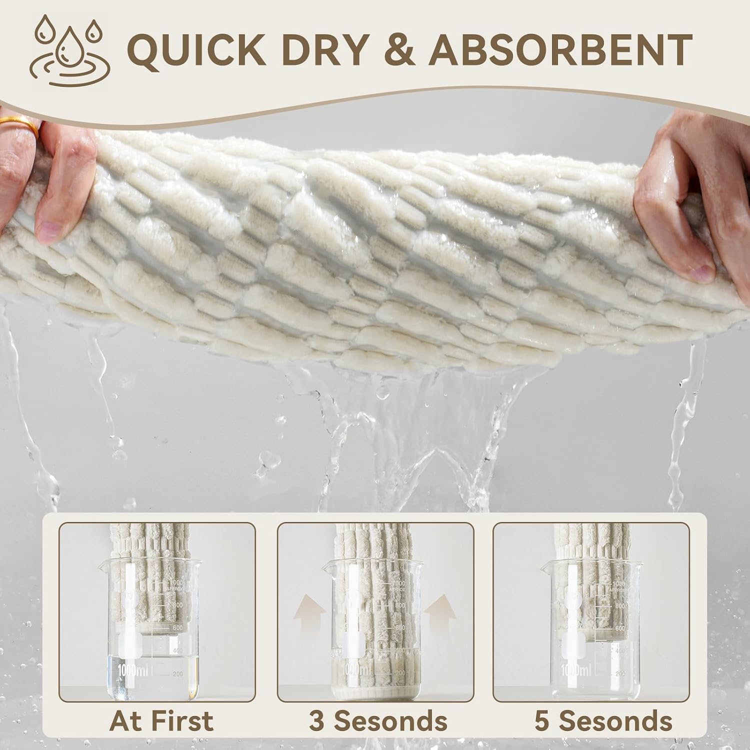 Bath Mat Super Soft Absorbent Bathroom Rugs 16"x24",Beige
