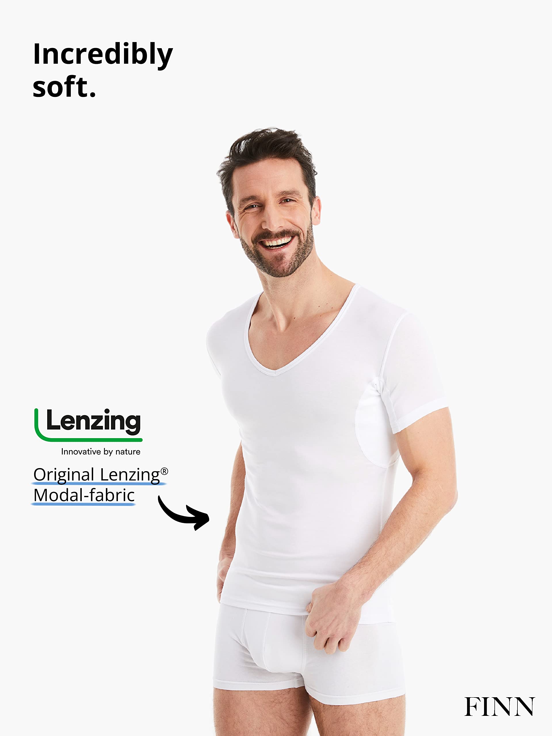 FINN Anti-sweat shirt for men with V-neck and integrated armpit pads to prevent excessive sweating - Image 4