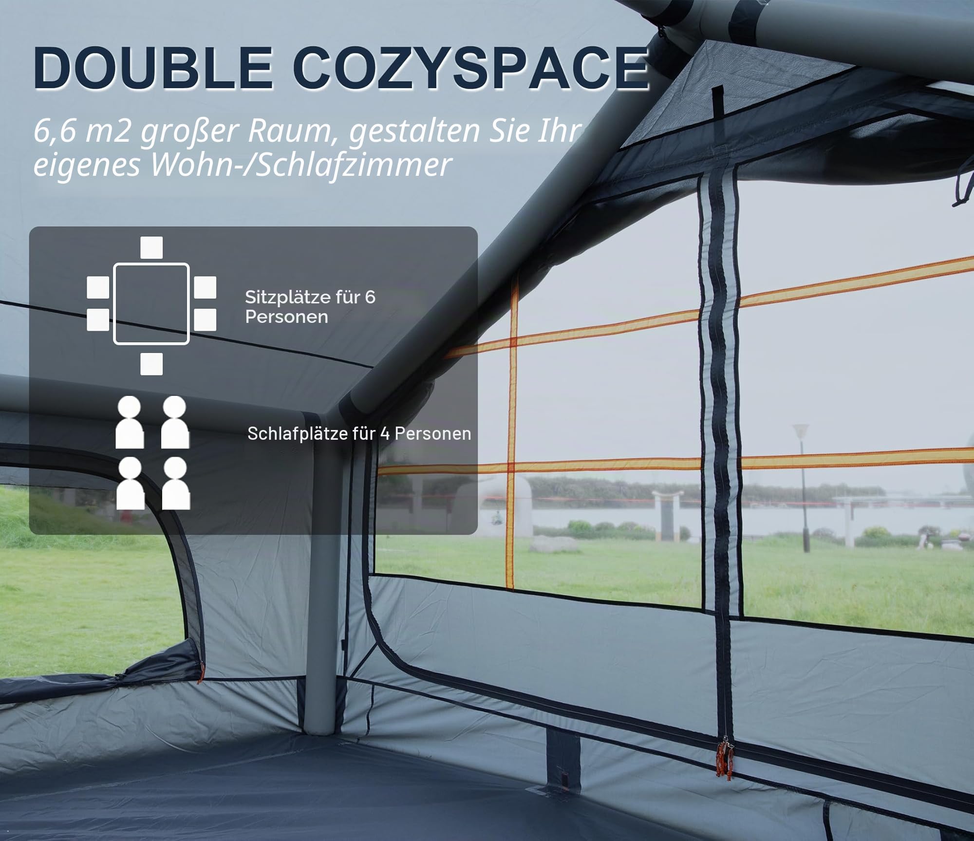 SHANQUAN Aufblasbare Zelte für Camping mit Ofenanschluss, 2/4/6/8 Personen, einfach aufzubauende aufblasbare Zelte für alle Jahreszeiten, wasserdichtes aufblasbares Warmzelt, Air-Glamping-Zelt