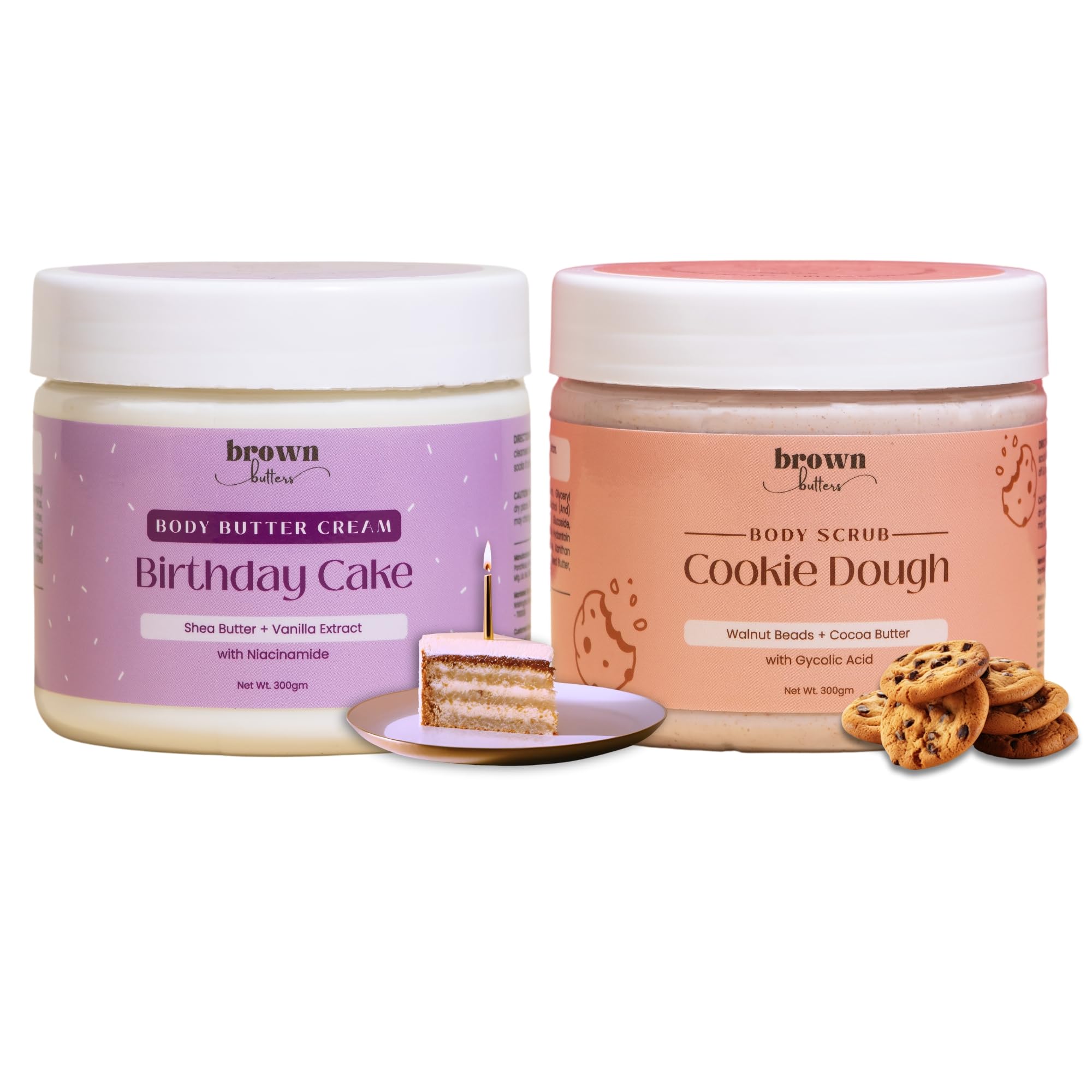 Soft Skin Duo | 600 gm | Combo of Birthday Cake Body Butter Cream & Cookie Dough Exfoliating Body Scrub | Exfoliate, Hydrate & Brighten | Deep Nourishment & Glow | Unisex | Sulphate-Free-image-20