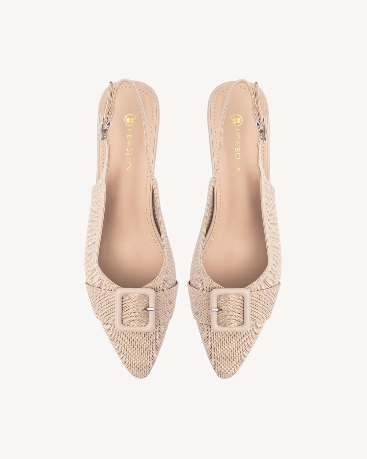 NEWBELLA Women's Knit Ankle Strap Pumps - Pointed Toe Slingback Block Heels, Breathable Office & Party Heels with Chunky Heel for All-Day Comfort - Image 6