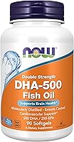 Vista 1 de NOW Foods Suplementos, DHA-500 con 250 EPA, destilado molecularmente, apoya la salud cerebral*, 90 cápsulas blandas