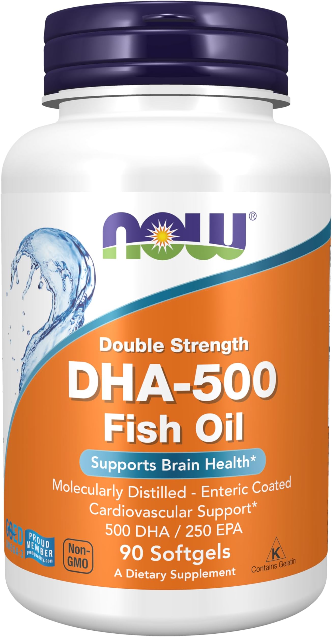 Supplements, DHA-500 with 250 EPA, Molecularly Distilled, Supports Brain Health*, 90 Softgels