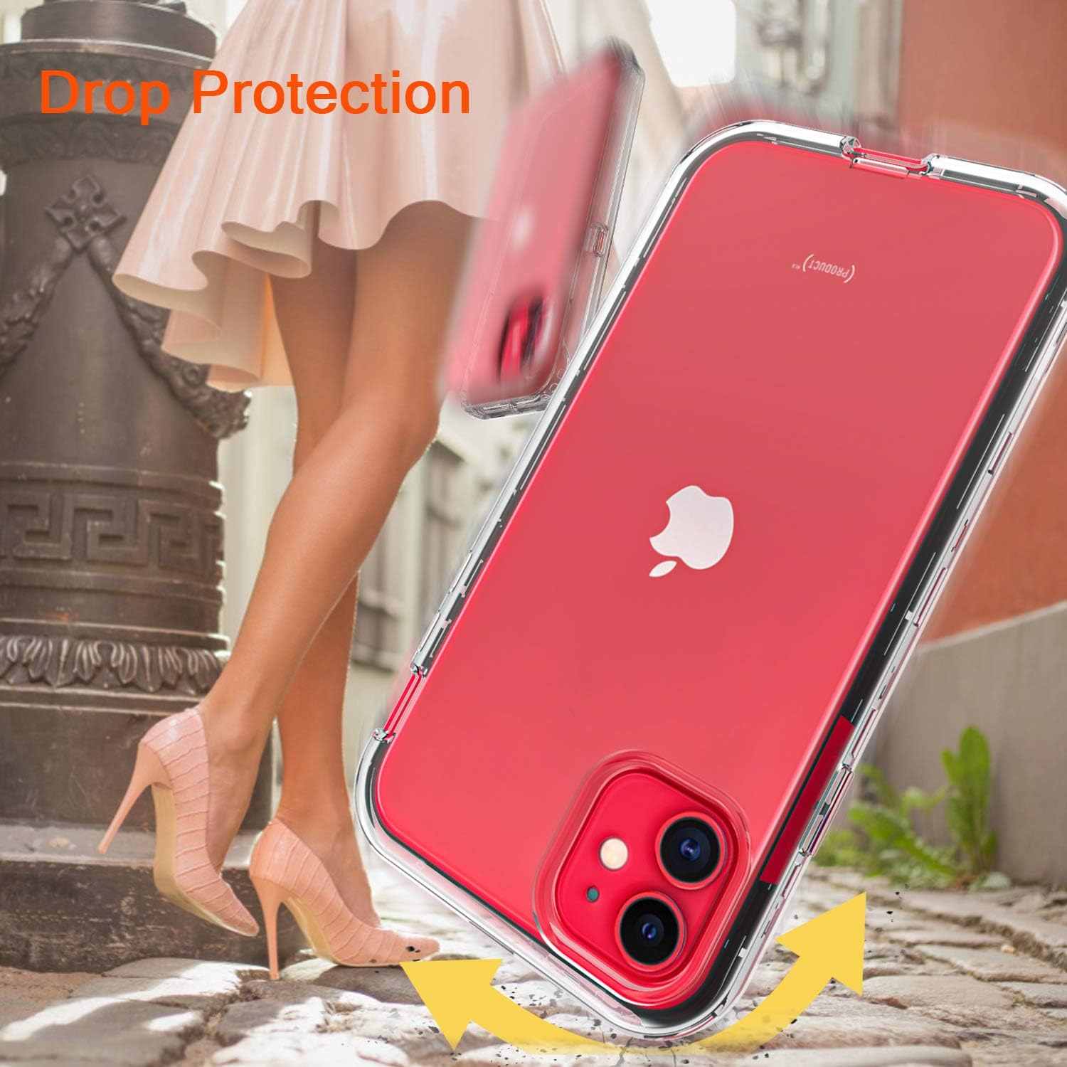 AMENQ Case for iPhone 11 2019, [Built in Screen Protector] Heavy Duty Clear Hard Protective Case with Shockprook TPU Bumer and Rugged PC Back Armor Cover for iPhone 6.1 inches (Crystal Clear)