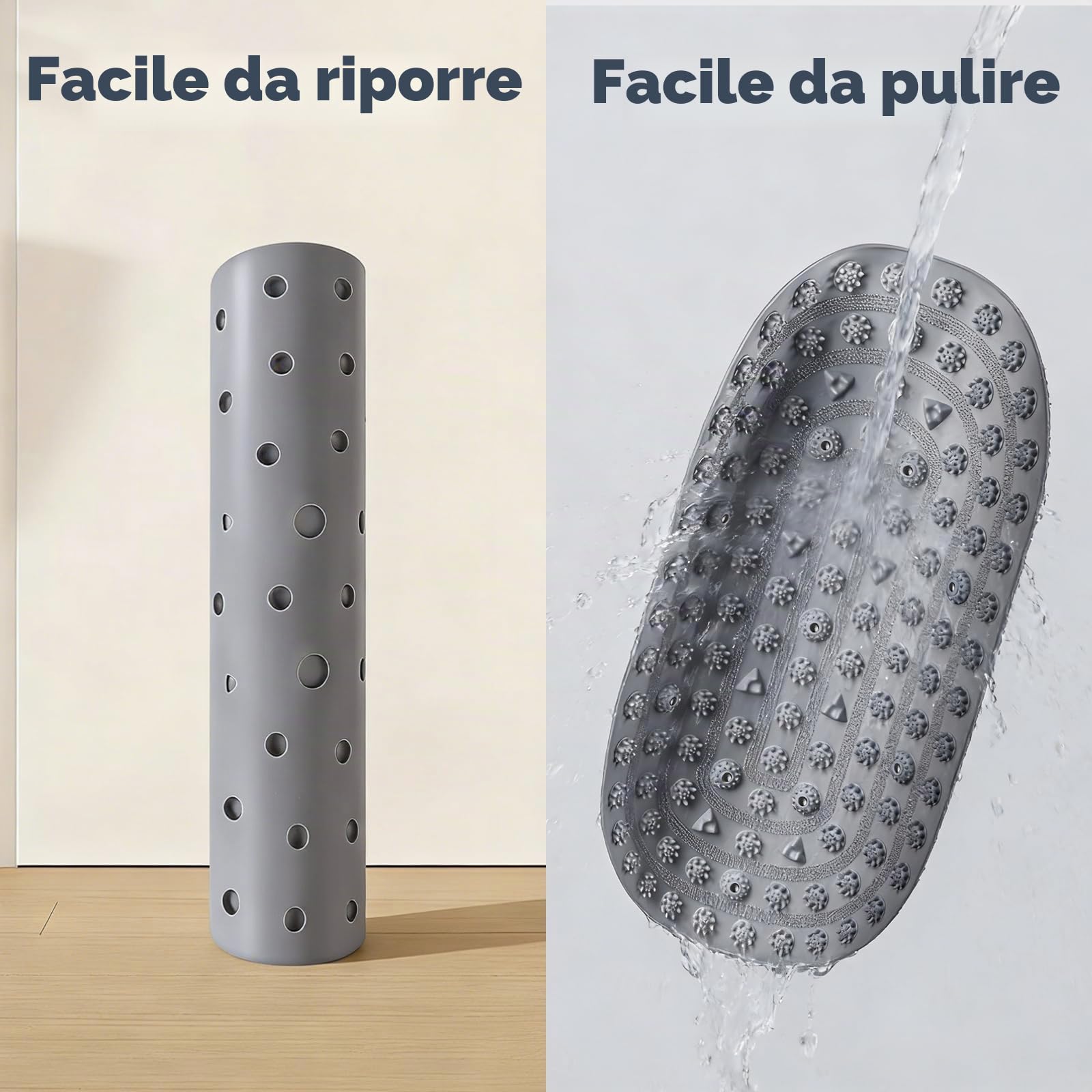 Silicone Massaggio Piedi, 75 x 44 cm Riflessologia Plantare, Grigio | Rolcoassuns Tappeto Massaggiante Antiscivolo, Favorisce la Circolazione Sanguigna, Allevia la Stanchezza, Facile da Pulire