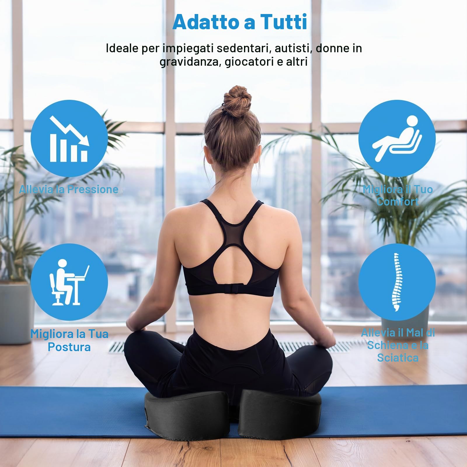 Cuscino per Sedile Auto, Cuscino in Schiuma Di Memoria per Dell'auto, Con Base Antiscivolo, Per Sedia Da Ufficio, Sedile Dell'auto