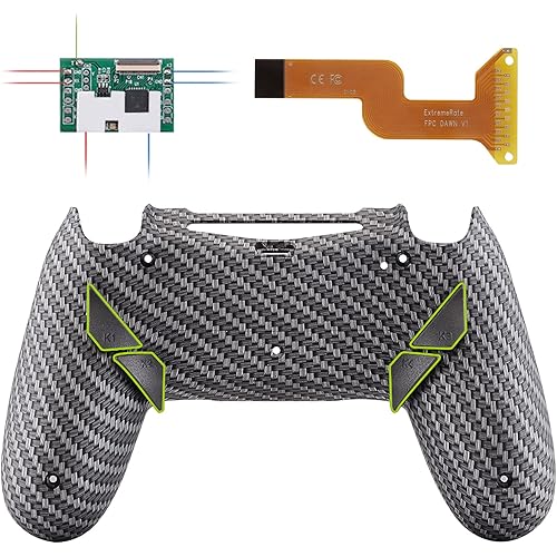 eXtremeRate Carbon Fiber Dawn Programable Remap Kit for PS4 Controller with Upgrade Board & Redesigned Back Shell & 4 Back Buttons - Compatible with JDM-040/050/055 - Controller NOT Included