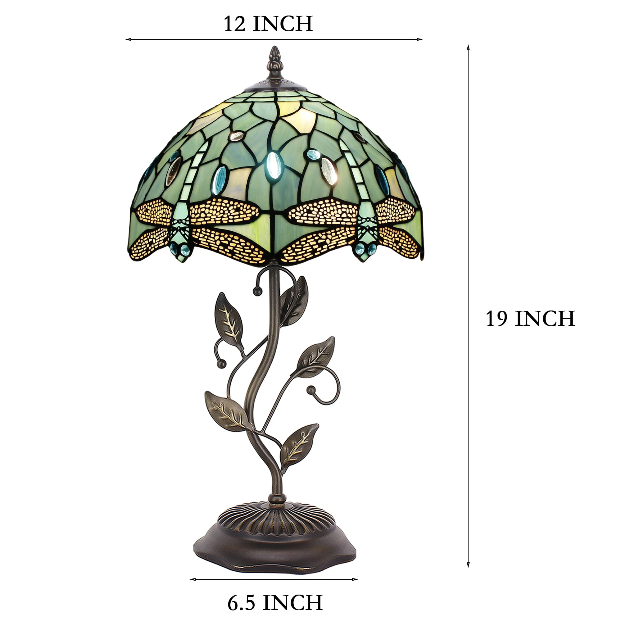 WXCFCD Tiffany Lamp Table Lamp Stained Glass Desk Light 12X12X19 Inches Reading Light Decor Bedroom Living Room Blue — view 6