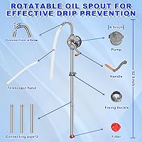 Vista 3 de Bomba de tambor de 55 galones Bomba manual de transferencia de mano rotativa, toda de aluminio, para barriles de 5-55 galones - Aceite, diésel