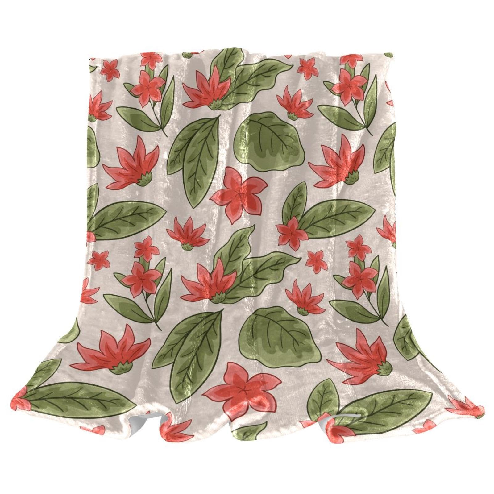Couverture Polaire Fleur Rouge Plaid Chaud Lit Canapé 150x130