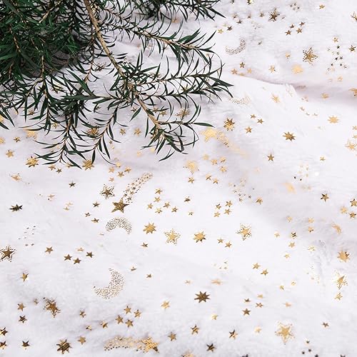 Falda de Árbol de Navidad 30" 36" 48" Blanca de Lujo de Felpa de Felpa Sintética con Estrellas para Árbol de Navidad Lápices Árbol 906/Oro/78