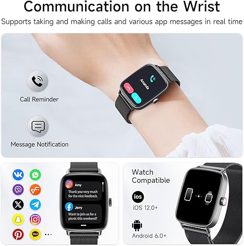 Miniatura 2 de aeac Relojes inteligentes para mujer, reloj inteligente para mujer (todo negro)