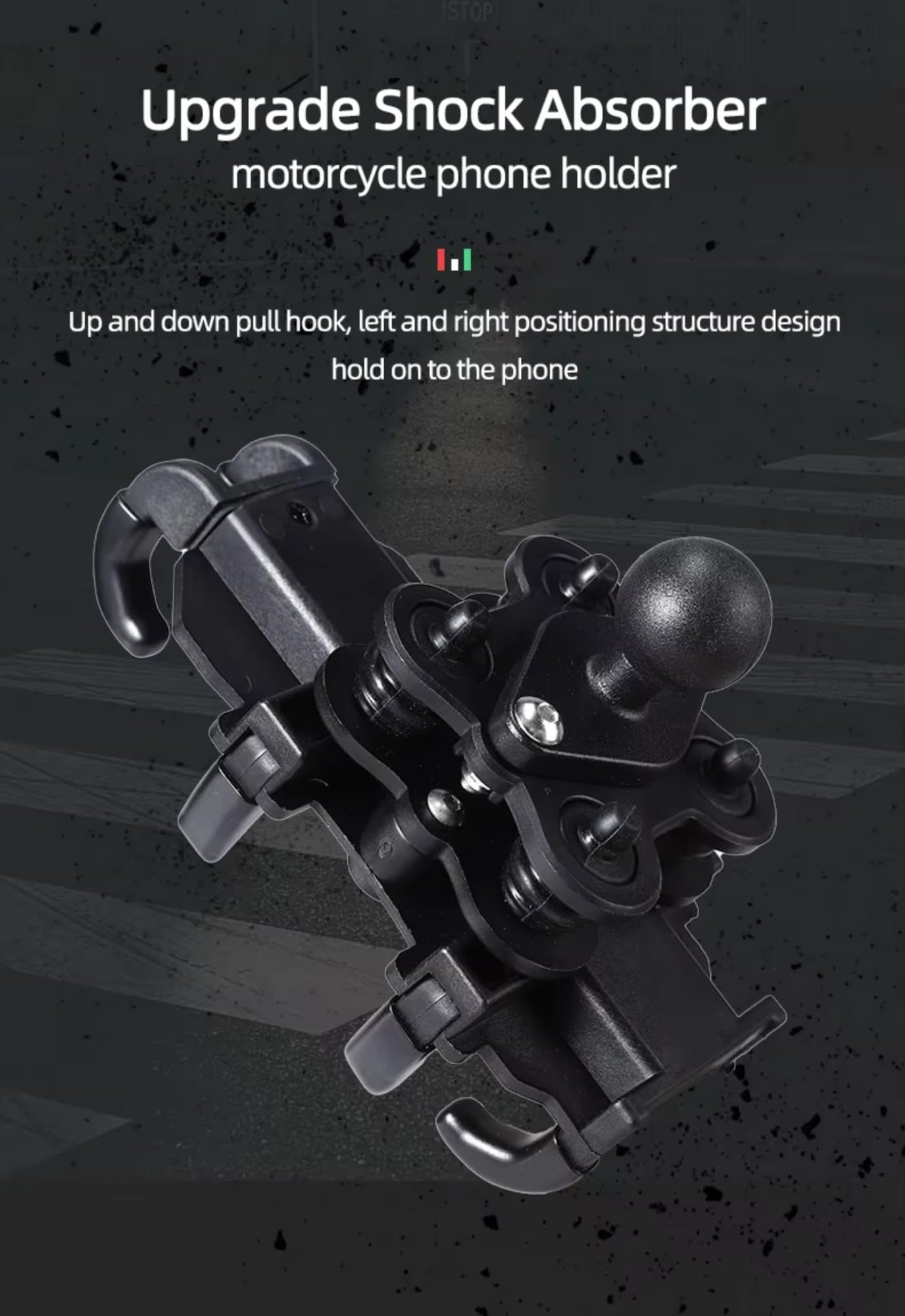 Moto Support Téléphone Support Téléphone Portable Antichoc Absorbant Les Chocs pour Moto Véhicule Électrique Smartphone(Mirror Mount)