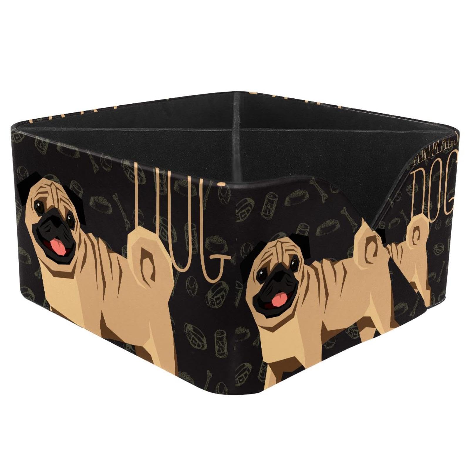 KengjuTesu Cute Pug Dog Desktop Organizer Pen Holder, Rectangular Pencil Cup for Office, Study and Makeup Stations